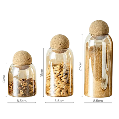 Set 3 frascos con tapa corcho
